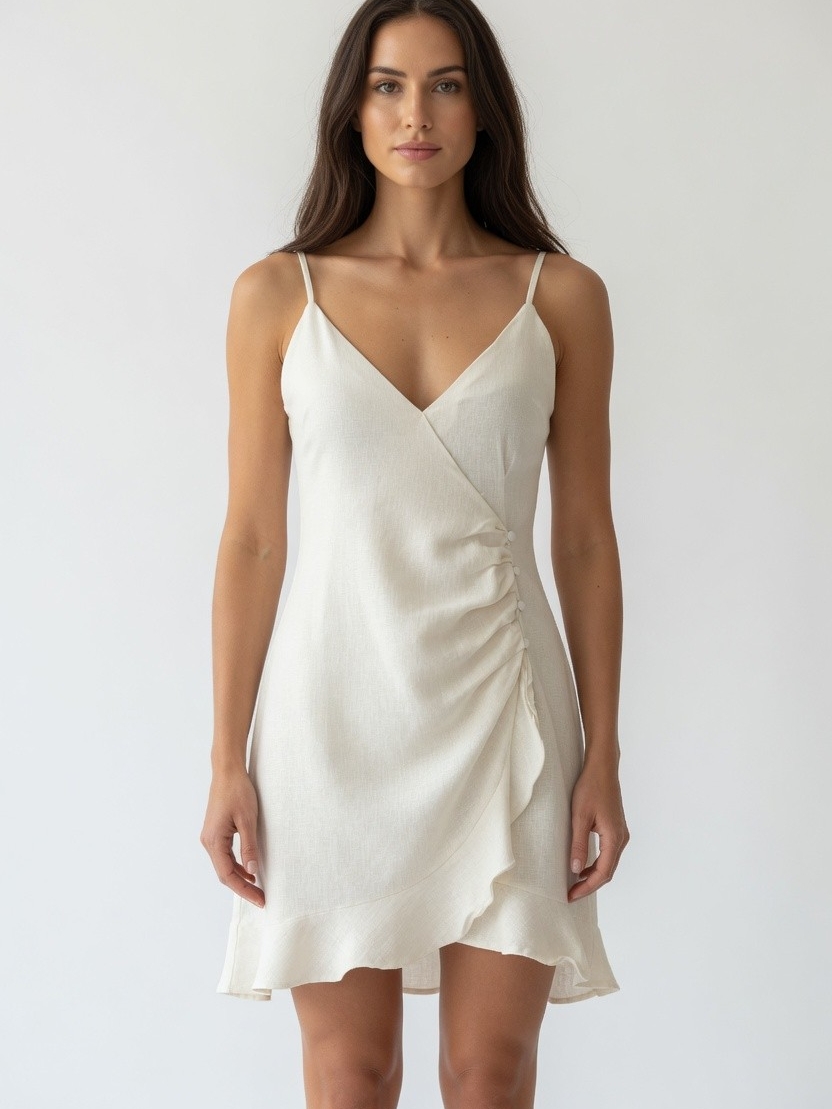 Forever 21 Ivory Faux Wrap Mini Dress